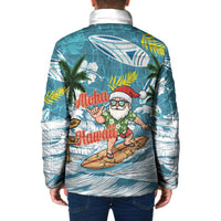 Hawaii Summer Christmas Padded Jacket Surfing Santa Shaka Catch The Wave