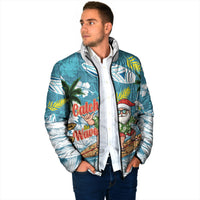 Hawaii Summer Christmas Padded Jacket Surfing Santa Shaka Catch The Wave
