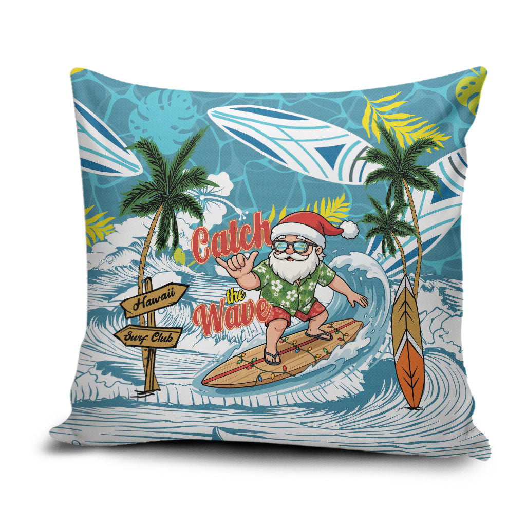 Hawaii Summer Christmas Pillow Cover Surfing Santa Shaka Catch The Wave LT14 Teal - Polynesian Pride