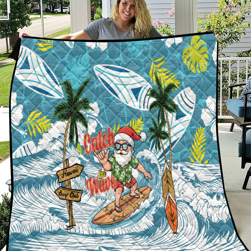 Hawaii Summer Christmas Quilt Surfing Santa Shaka Catch The Wave