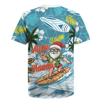 Hawaii Summer Christmas Rugby Jersey Surfing Santa Shaka Catch The Wave