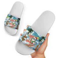 Hawaii Summer Christmas Slide Sandals Surfing Santa Shaka Catch The Wave