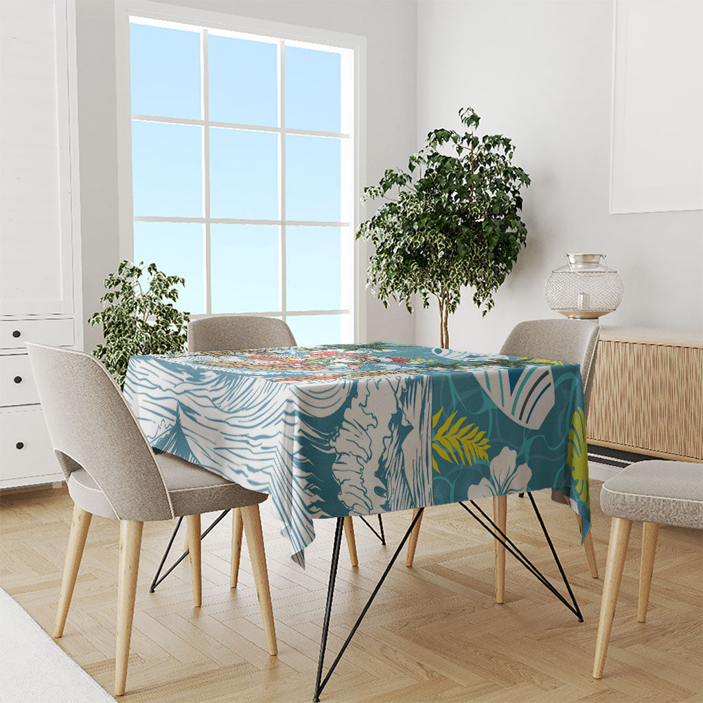 Hawaii Summer Christmas Tablecloth Surfing Santa Shaka Catch The Wave