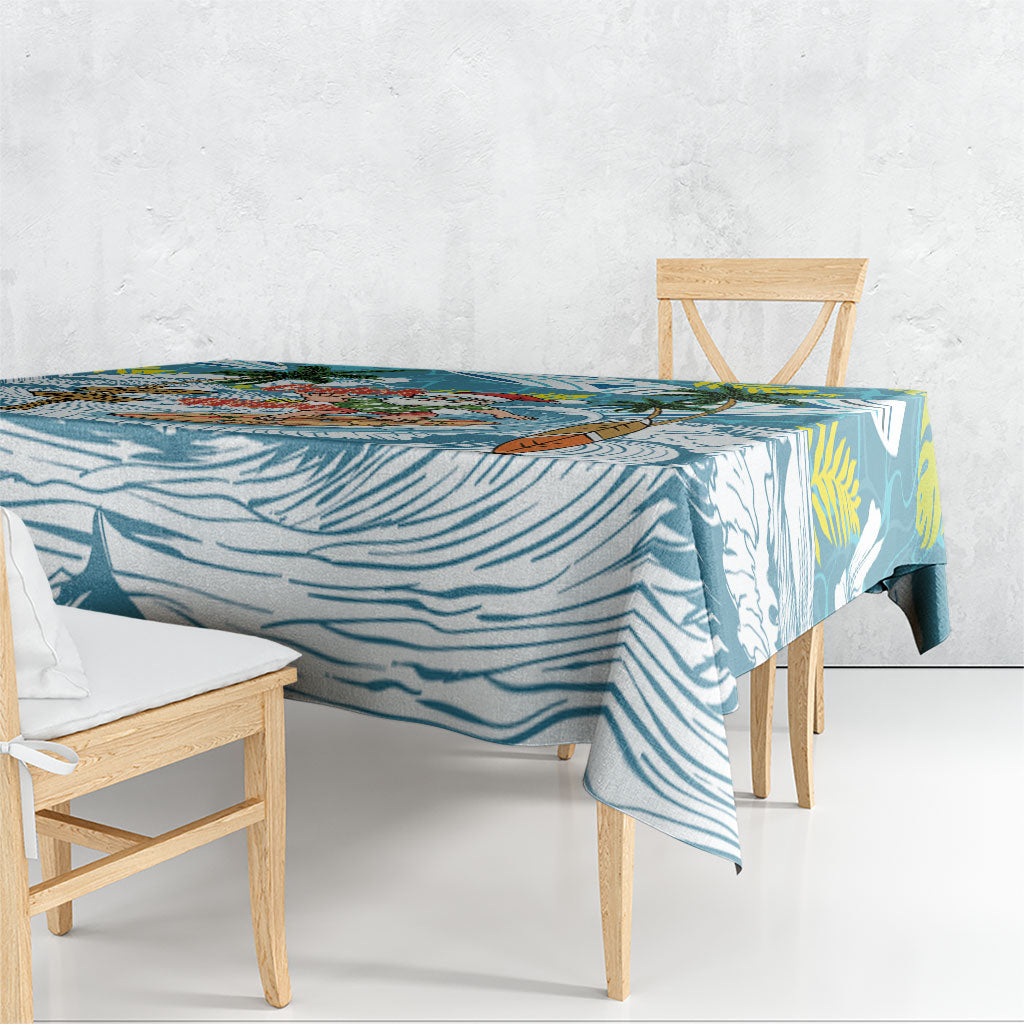 Hawaii Summer Christmas Tablecloth Surfing Santa Shaka Catch The Wave