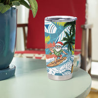 Hawaii Summer Christmas Tumbler Cup Surfing Santa Shaka Catch The Wave