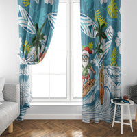 Hawaii Summer Christmas Window Curtain Surfing Santa Shaka Catch The Wave