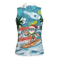 Hawaii Summer Christmas Women Sleeveless Polo Shirt Surfing Santa Shaka Catch The Wave