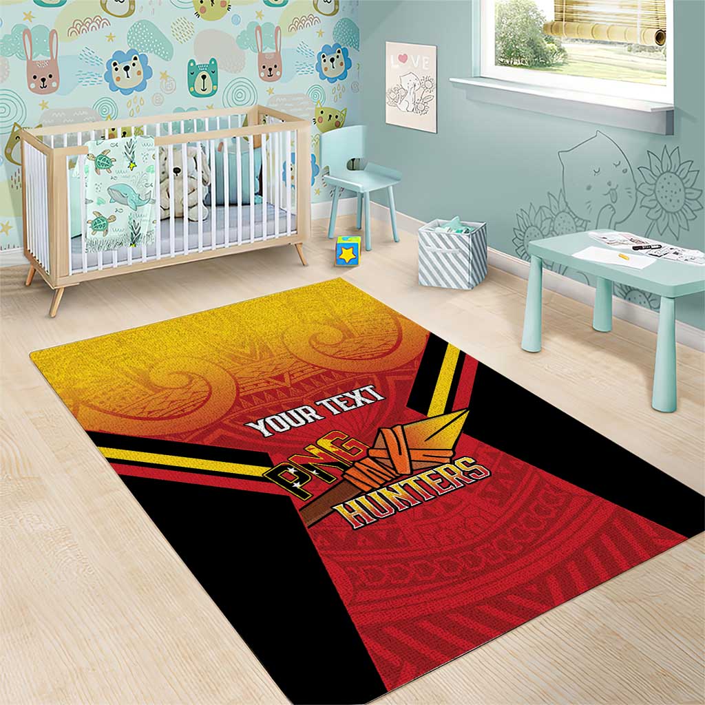 Papua New Guinea Rugby Custom Area Rug Go PNG Hunters Polynesian Pattern - Polynesian Pride