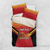 Papua New Guinea Rugby Custom Bedding Set Go PNG Hunters Polynesian Pattern - Polynesian Pride