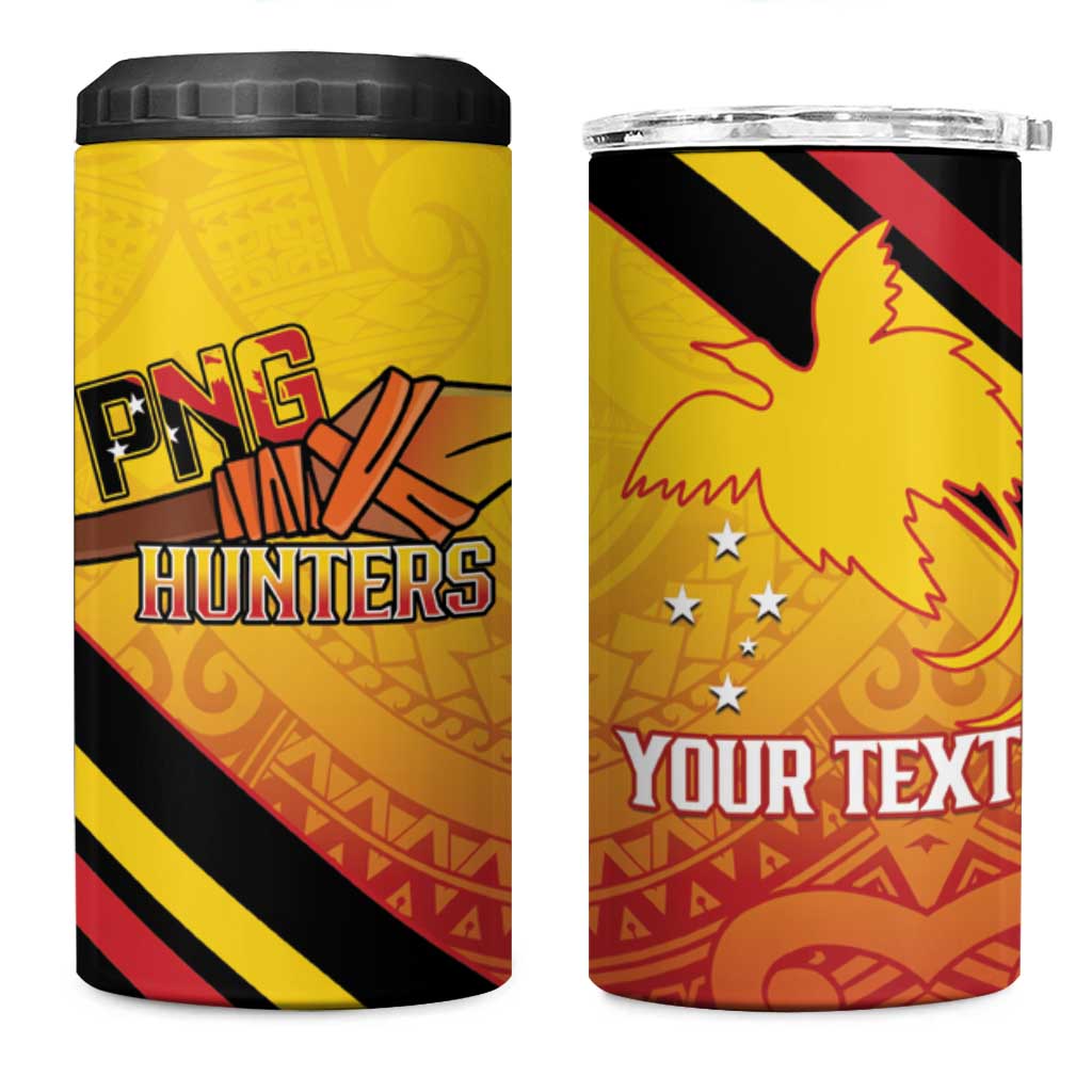 Papua New Guinea Rugby Custom 4 in 1 Can Cooler Tumbler Go PNG Hunters Polynesian Pattern - Polynesian Pride