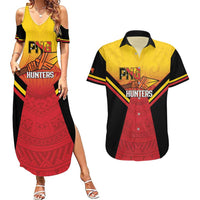 Papua New Guinea Rugby Custom Couples Matching Summer Maxi Dress and Hawaiian Shirt Go PNG Hunters Polynesian Pattern - Polynesian Pride