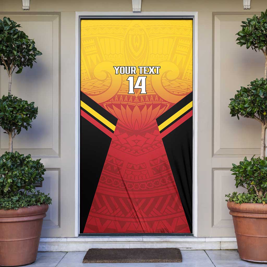 Papua New Guinea Rugby Custom Door Cover Go PNG Hunters Polynesian Pattern - Polynesian Pride