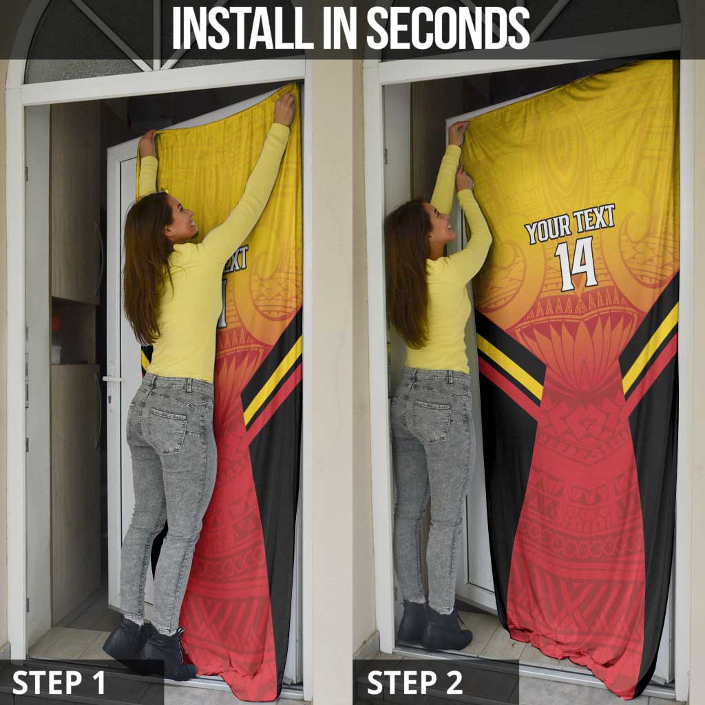 Papua New Guinea Rugby Custom Door Cover Go PNG Hunters Polynesian Pattern - Polynesian Pride