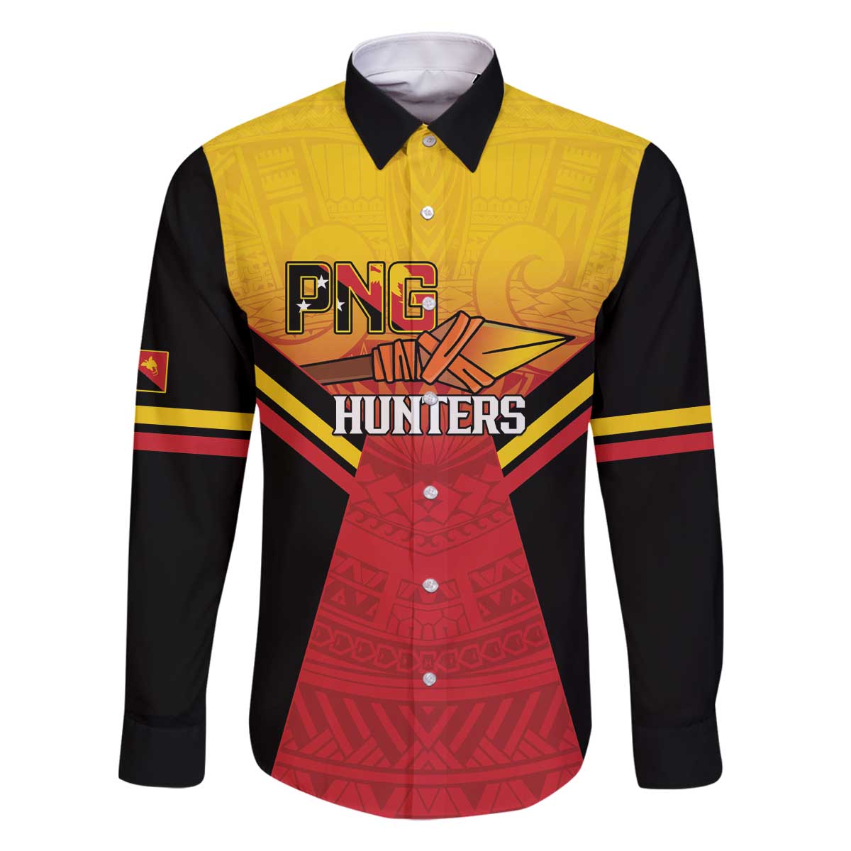 Papua New Guinea Rugby Custom Family Matching Off The Shoulder Long Sleeve Dress and Hawaiian Shirt Go PNG Hunters Polynesian Pattern - Polynesian Pride