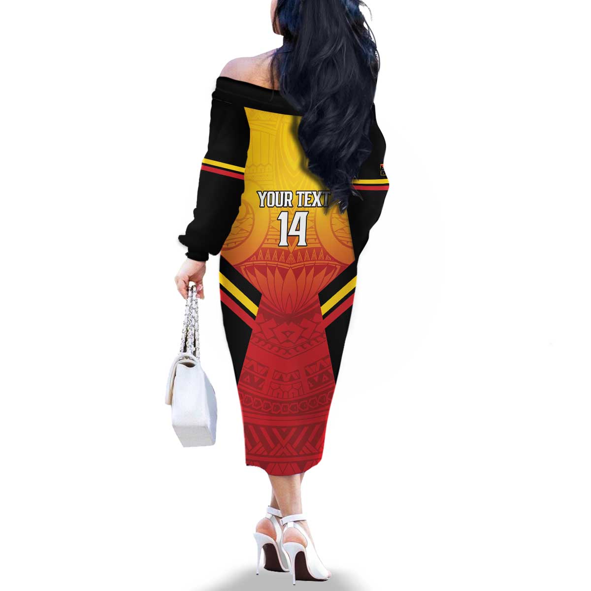 Papua New Guinea Rugby Custom Family Matching Off The Shoulder Long Sleeve Dress and Hawaiian Shirt Go PNG Hunters Polynesian Pattern - Polynesian Pride