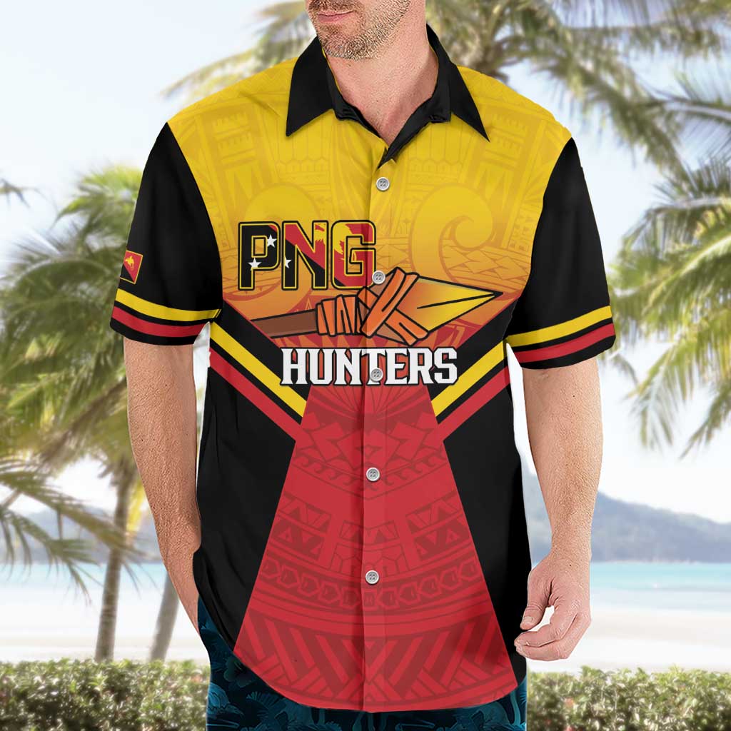 Papua New Guinea Rugby Custom Hawaiian Shirt Go PNG Hunters Polynesian Pattern - Polynesian Pride