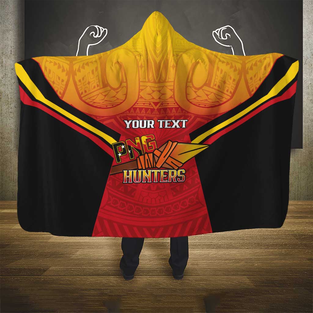 Papua New Guinea Rugby Custom Hooded Blanket Go PNG Hunters Polynesian Pattern - Polynesian Pride