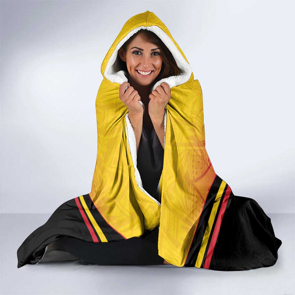 Papua New Guinea Rugby Custom Hooded Blanket Go PNG Hunters Polynesian Pattern - Polynesian Pride