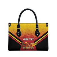 Papua New Guinea Rugby Custom Leather Bag Go PNG Hunters Polynesian Pattern - Polynesian Pride