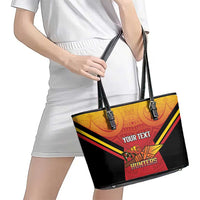 Papua New Guinea Rugby Custom Leather Tote Bag Go PNG Hunters Polynesian Pattern - Polynesian Pride