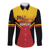 Papua New Guinea Rugby Custom Long Sleeve Button Shirt Go PNG Hunters Polynesian Pattern - Polynesian Pride