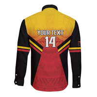 Papua New Guinea Rugby Custom Long Sleeve Button Shirt Go PNG Hunters Polynesian Pattern - Polynesian Pride