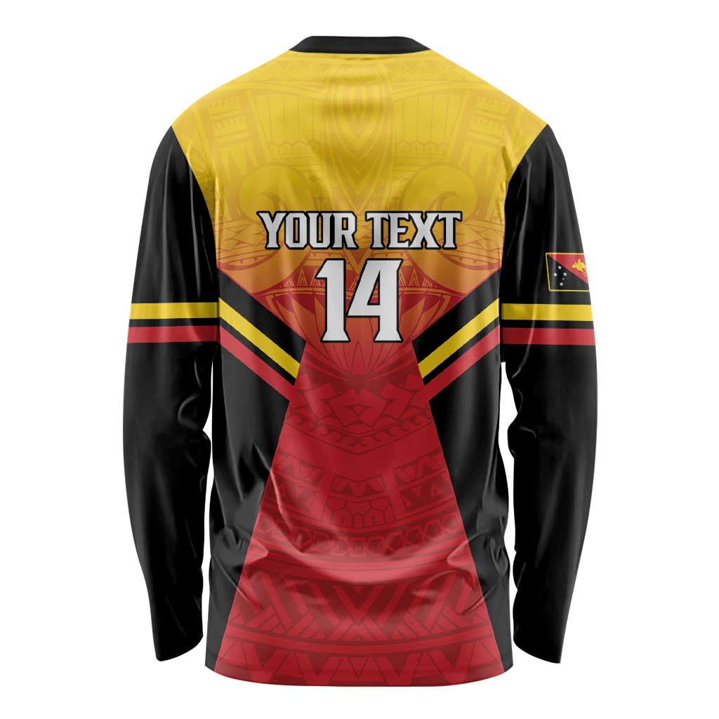 Papua New Guinea Rugby Custom Long Sleeve Shirt Go PNG Hunters Polynesian Pattern - Polynesian Pride