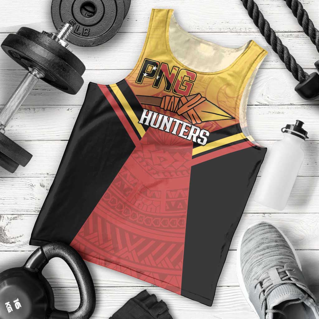 Papua New Guinea Rugby Custom Men Tank Top Go PNG Hunters Polynesian Pattern - Polynesian Pride