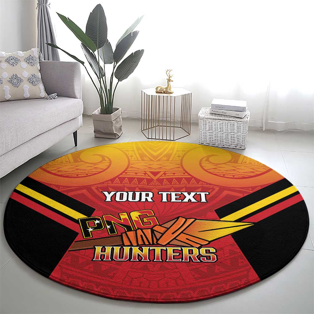 Papua New Guinea Rugby Custom Round Carpet Go PNG Hunters Polynesian Pattern - Polynesian Pride