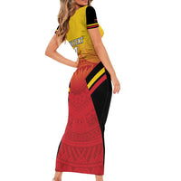 Papua New Guinea Rugby Custom Short Sleeve Bodycon Dress Go PNG Hunters Polynesian Pattern - Polynesian Pride