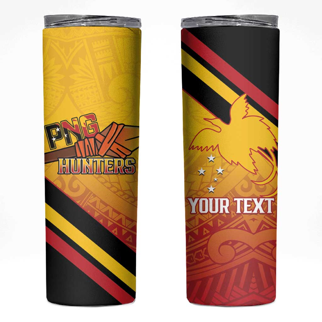 Papua New Guinea Rugby Custom Skinny Tumbler Go PNG Hunters Polynesian Pattern - Polynesian Pride