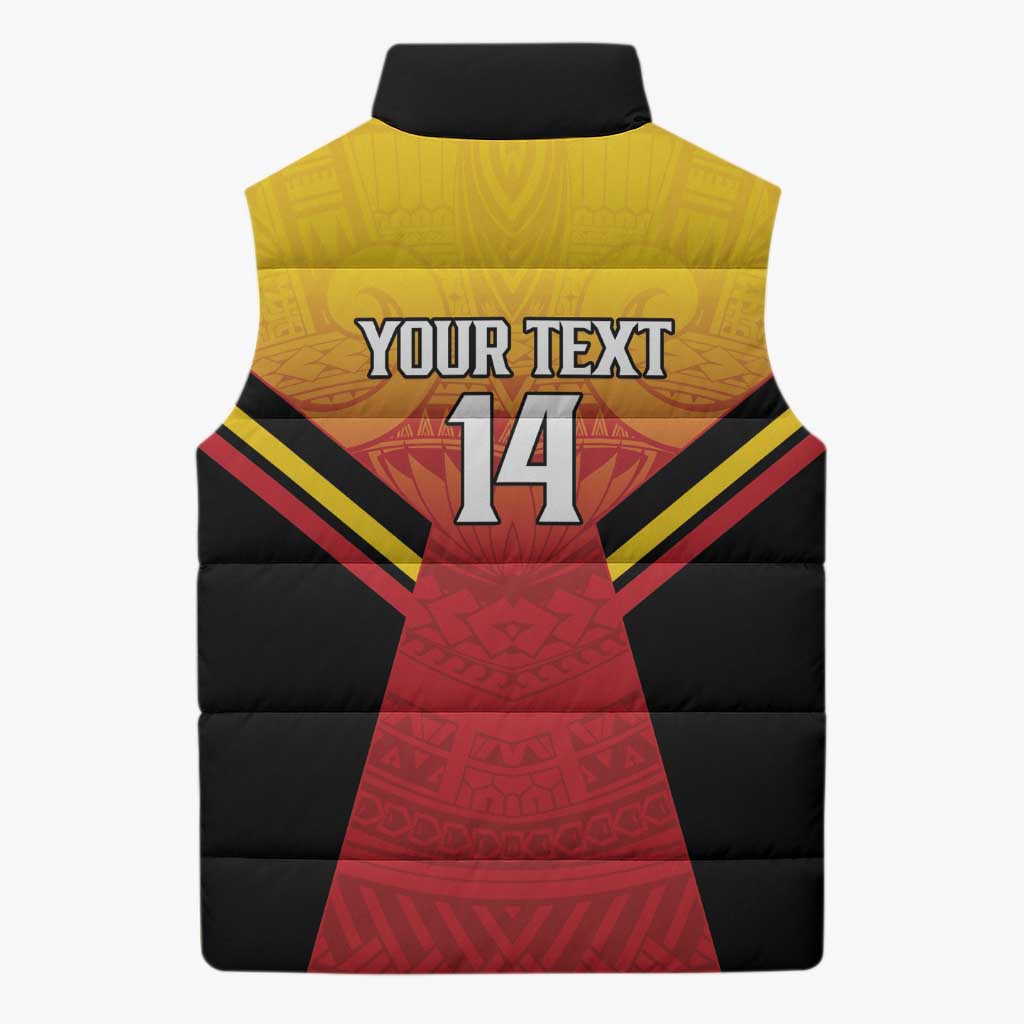 Papua New Guinea Rugby Custom Sleeveless Puffer Jacket Go PNG Hunters Polynesian Pattern - Polynesian Pride