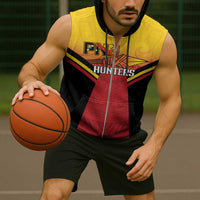 Papua New Guinea Rugby Custom Sleeveless Zip Hoodie Go PNG Hunters Polynesian Pattern - Polynesian Pride