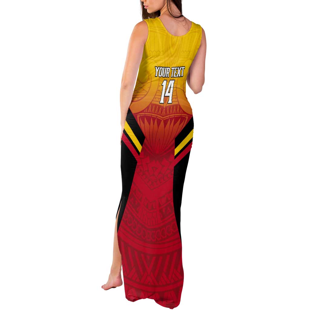 Papua New Guinea Rugby Custom Tank Maxi Dress Go PNG Hunters Polynesian Pattern - Polynesian Pride