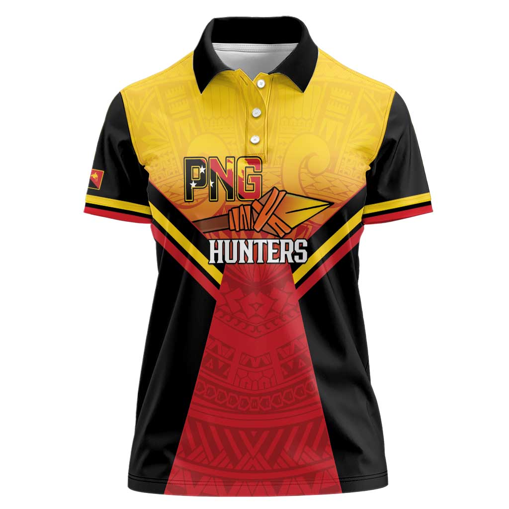 Papua New Guinea Rugby Custom Women Polo Shirt Go PNG Hunters Polynesian Pattern - Polynesian Pride