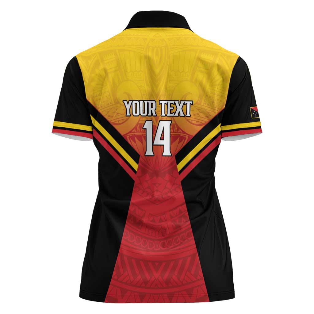 Papua New Guinea Rugby Custom Women Polo Shirt Go PNG Hunters Polynesian Pattern - Polynesian Pride