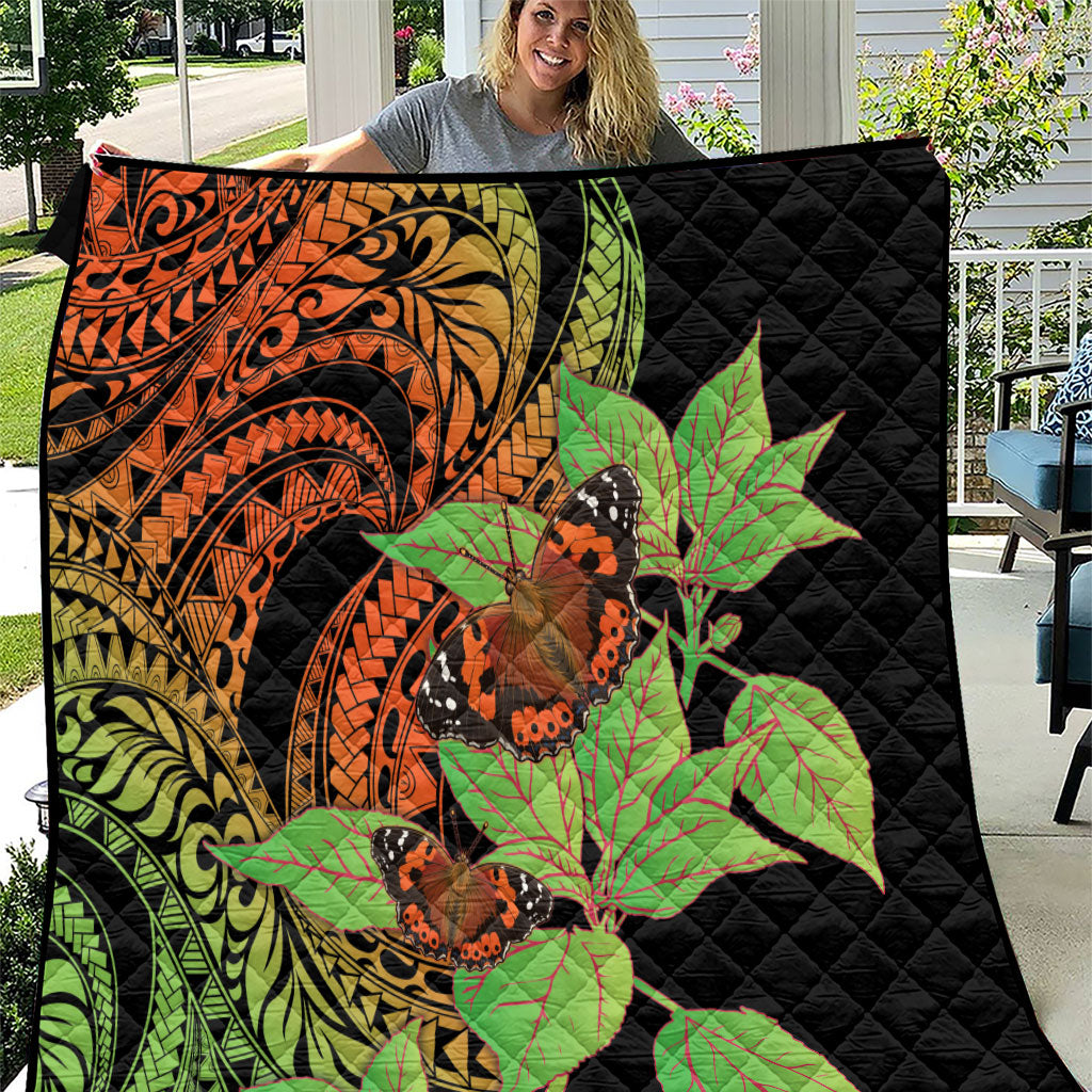 Kamehameha Butterfly Hawaii Quilt Hawaiian Pulelehua Mamaki Orange Green Color