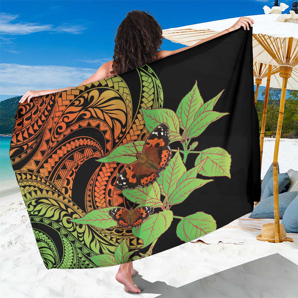 Kamehameha Butterfly Hawaii Sarong Hawaiian Pulelehua Mamaki Orange Green Color LT14 One Size 44 x 66 inches Multicolor - Polynesian Pride