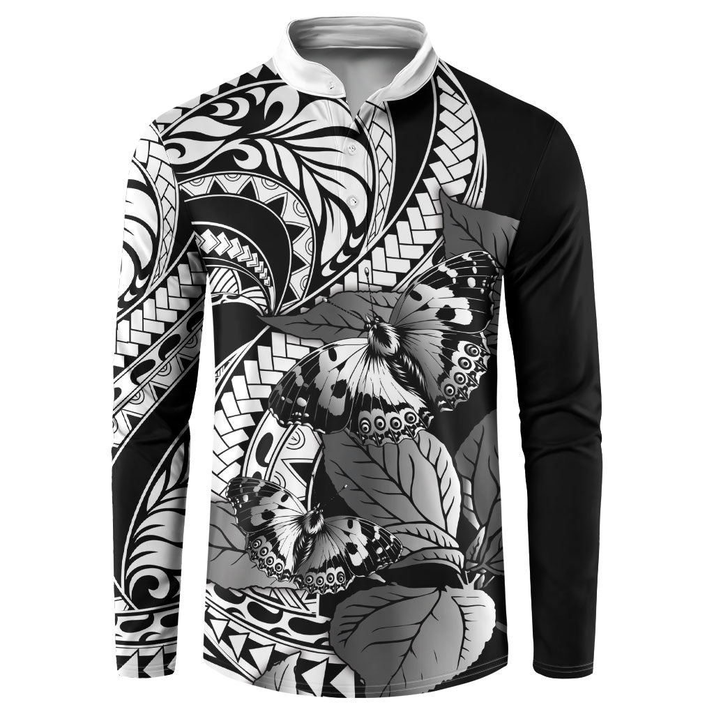 Kamehameha Butterfly Hawaii Button Sweatshirt Hawaiian Pulelehua Mamaki Black Color LT14 Black - Polynesian Pride