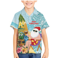 Aloha Hawaii Mele Kalikimaka Family Matching Mermaid Dress and Hawaiian Shirt Chilling Santa With Pineapple - Polynesian Pattern