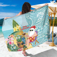 Aloha Hawaii Mele Kalikimaka Sarong Chilling Santa With Pineapple - Polynesian Pattern