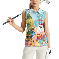 Aloha Hawaii Mele Kalikimaka Women Sleeveless Polo Shirt Chilling Santa With Pineapple - Polynesian Pattern LT14 - Polynesian Pride