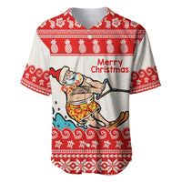 Mele Kalikimaka Hawaii Baseball Jersey Water-skiing Santa Tropical Vibes LT14 Red - Polynesian Pride