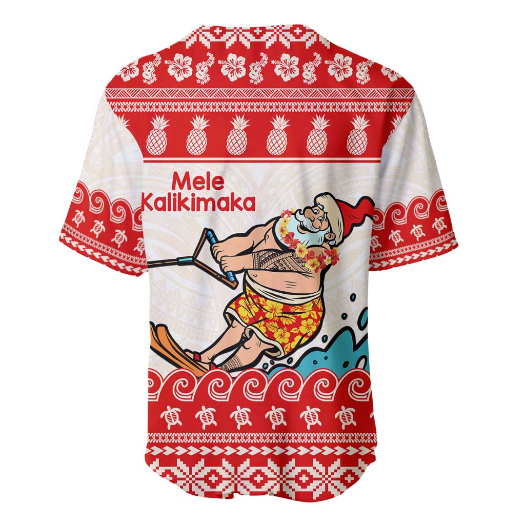 Mele Kalikimaka Hawaii Baseball Jersey Water-skiing Santa Tropical Vibes LT14 - Polynesian Pride