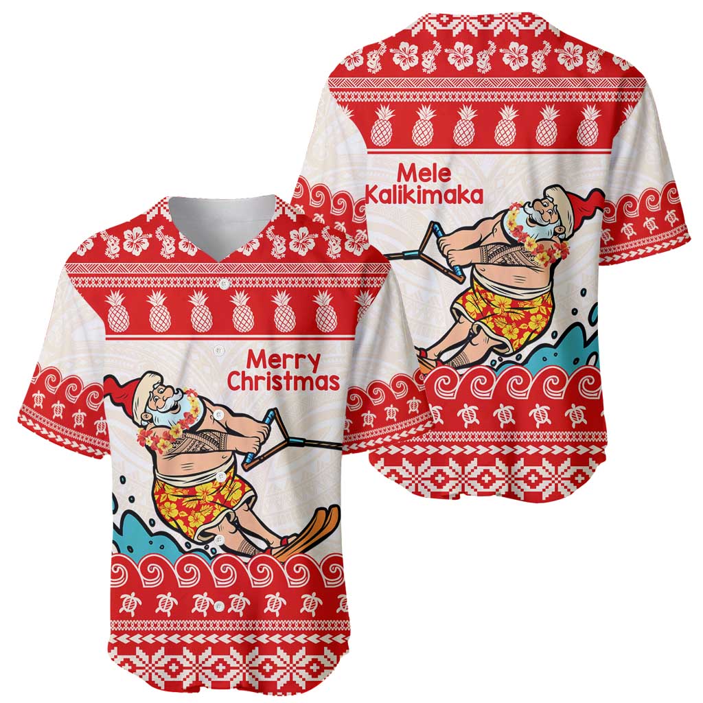 Mele Kalikimaka Hawaii Baseball Jersey Water-skiing Santa Tropical Vibes LT14 - Polynesian Pride