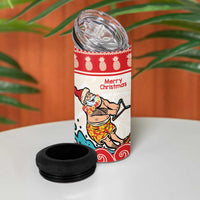 Mele Kalikimaka Hawaii 4 in 1 Can Cooler Tumbler Water-skiing Santa Tropical Vibes