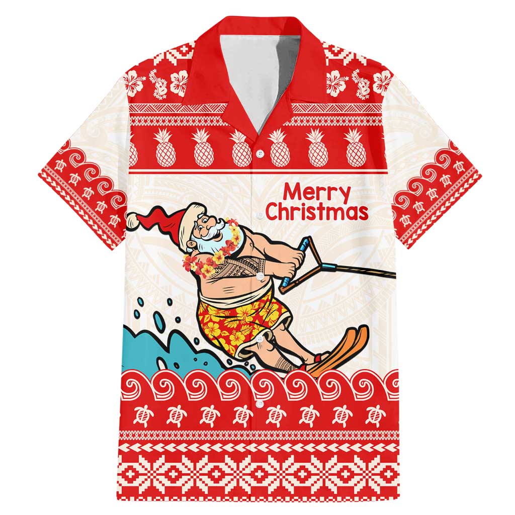 Mele Kalikimaka Hawaii Family Matching Mermaid Dress and Hawaiian Shirt Water-skiing Santa Tropical Vibes