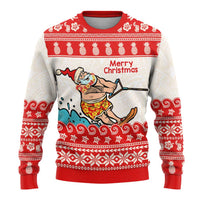 Mele Kalikimaka Hawaii Ugly Christmas Sweater Water-skiing Santa Tropical Vibes