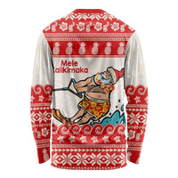 Mele Kalikimaka Hawaii Long Sleeve Shirt Water-skiing Santa Tropical Vibes