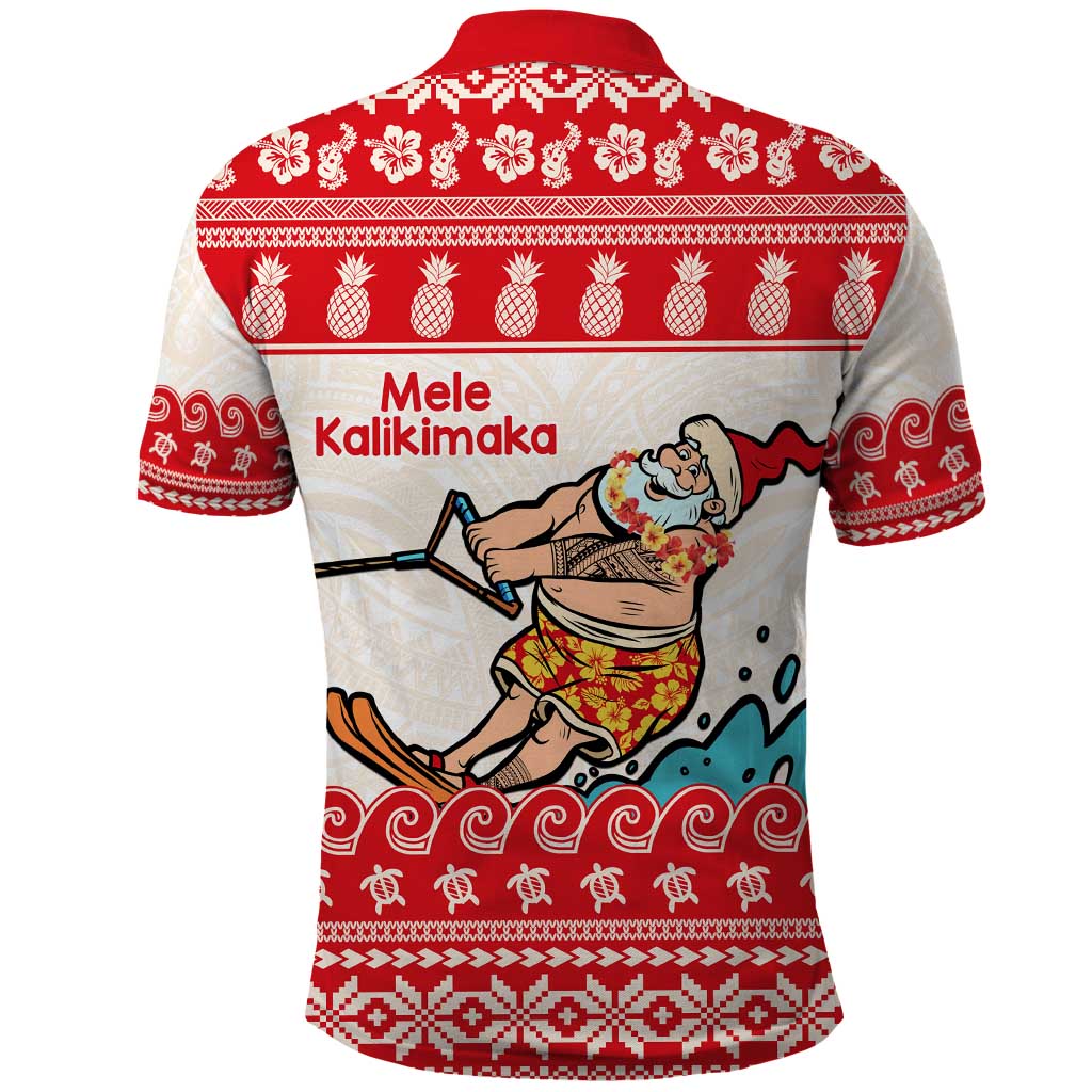 Mele Kalikimaka Hawaii Polo Shirt Water-skiing Santa Tropical Vibes LT14 - Polynesian Pride